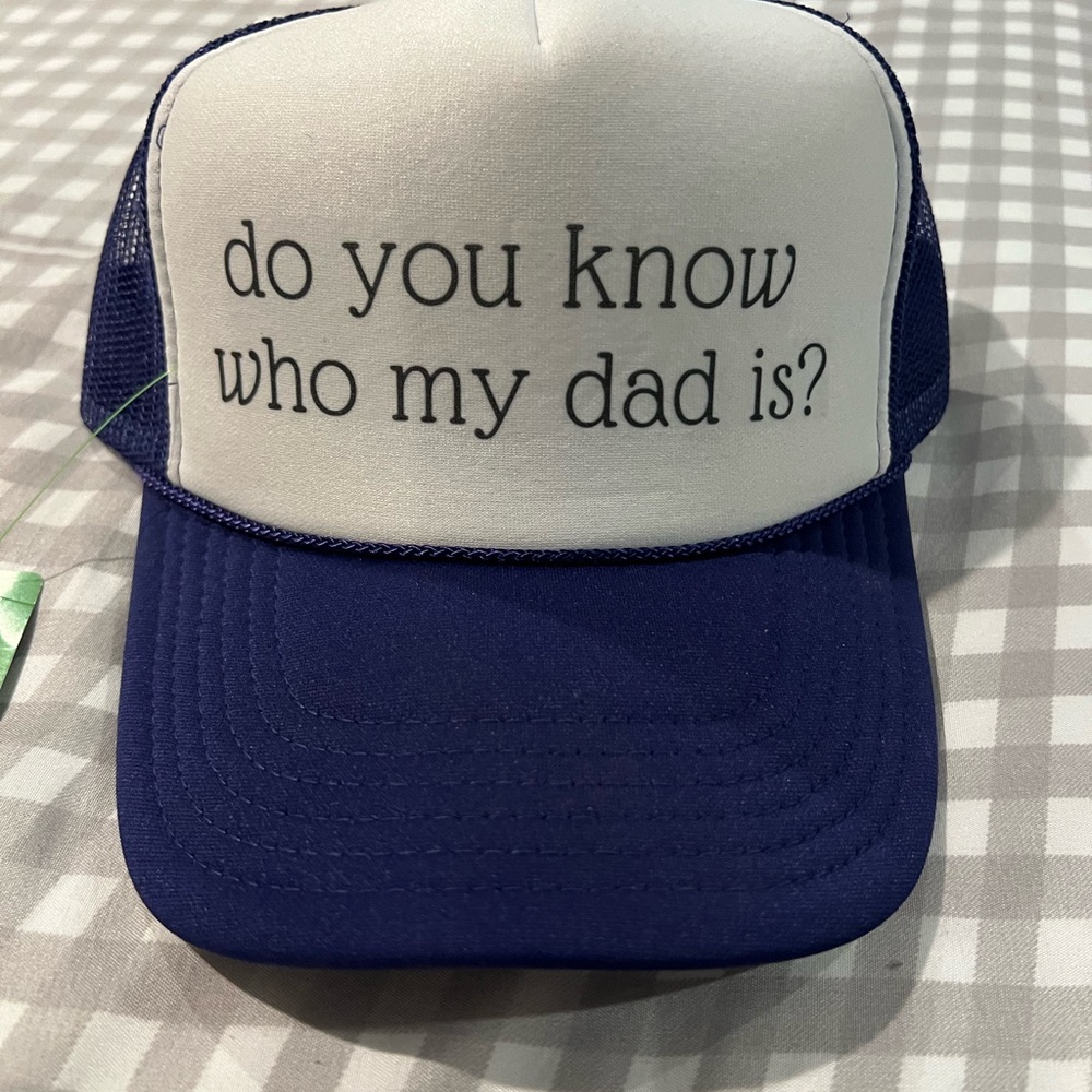 Purple “do you know who my dad is” custom hat